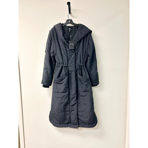 NWT The Upside Stellar Oversized Hooded Puffer Jacket Black Women's Size XS - Picture 2 of 7